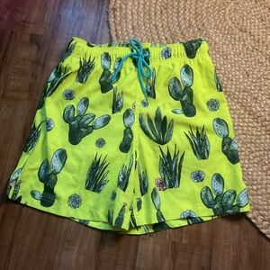 George Neon Green Cactus Print Women's Athletic Shorts